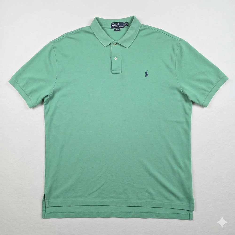 Polo Ralph Lauren Mens XXL Green Short Sleeve Cotton Pique Shirt Classic Fit